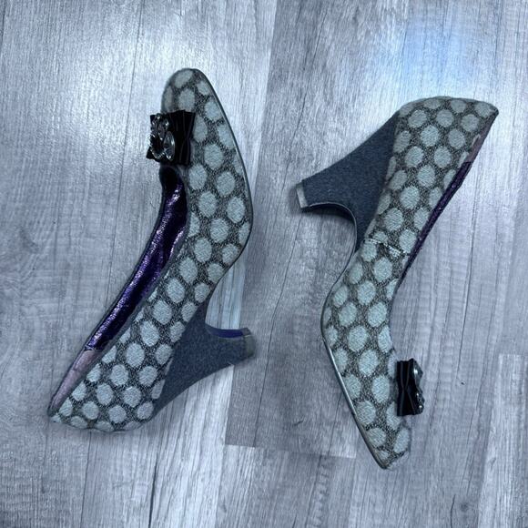 Poetic License Polka Dot Rhinestone Bow Heels Pumps Size 39 8.5 US Y2K Coquette - Picture 4 of 6